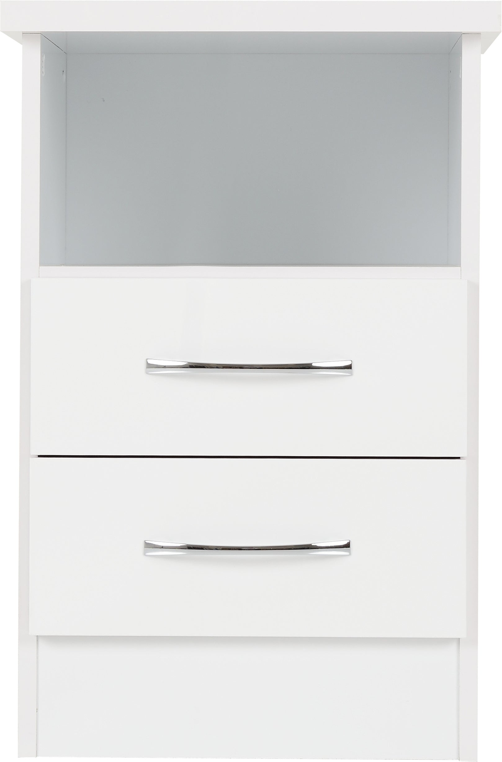 Nevada 2 Drawer Bedside - White Gloss