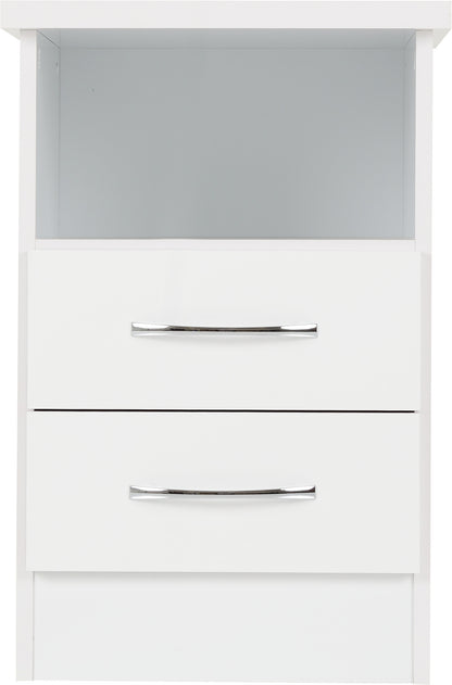 Nevada 2 Drawer Bedside - White Gloss
