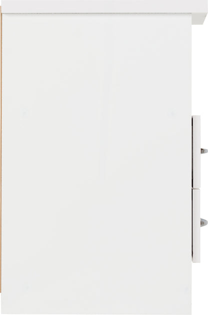Nevada 2 Drawer Bedside - White Gloss