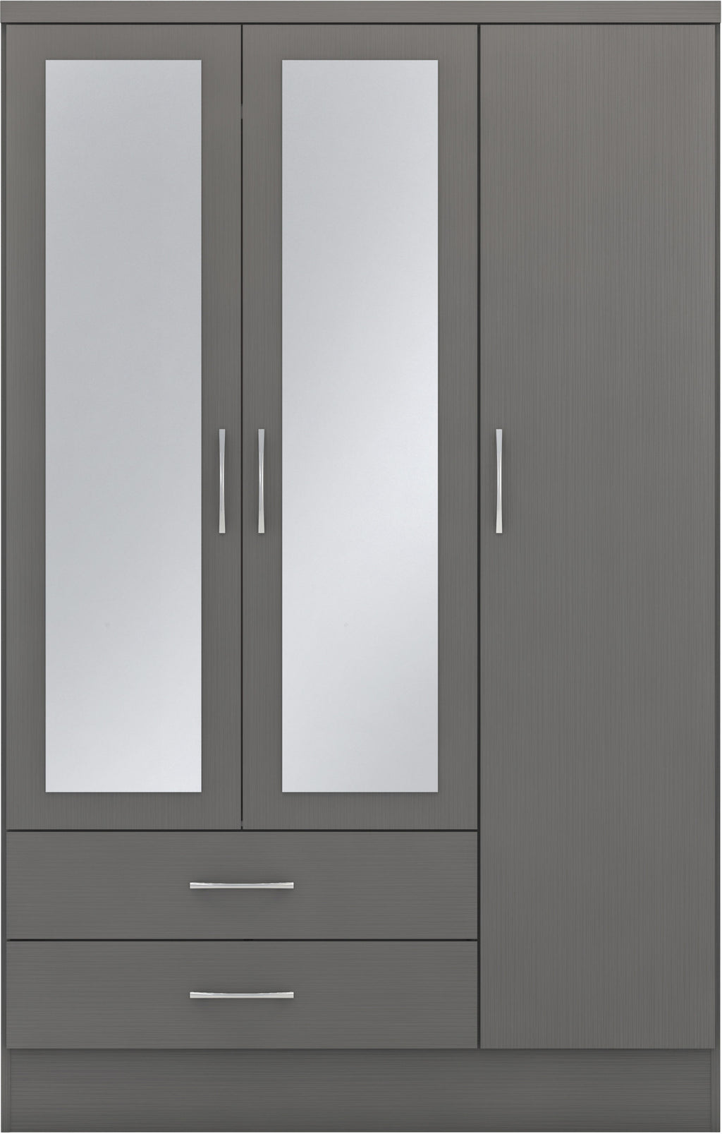 Nevada 3 Door 2 Drawer Wardrobe - 3D Effect Grey