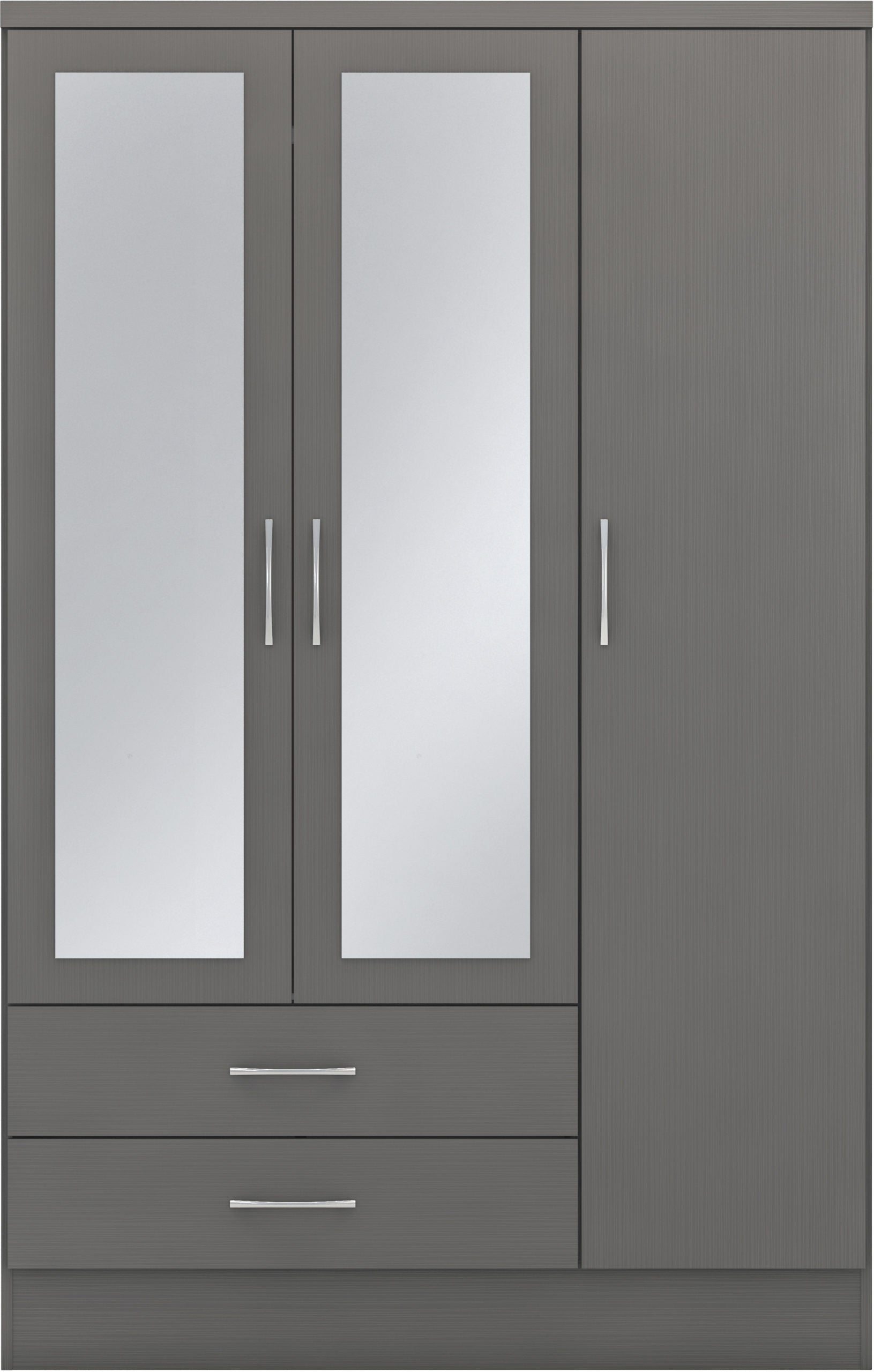Nevada 3 Door 2 Drawer Wardrobe - 3D Effect Grey