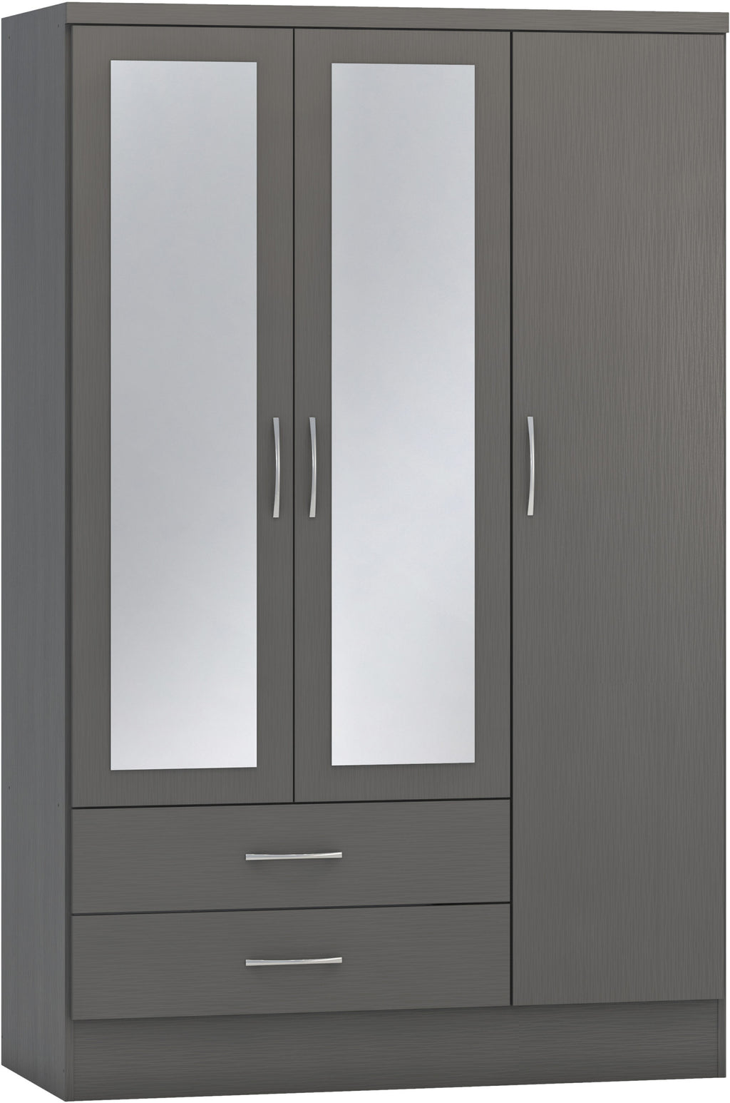 Nevada 3 Door 2 Drawer Wardrobe - 3D Effect Grey