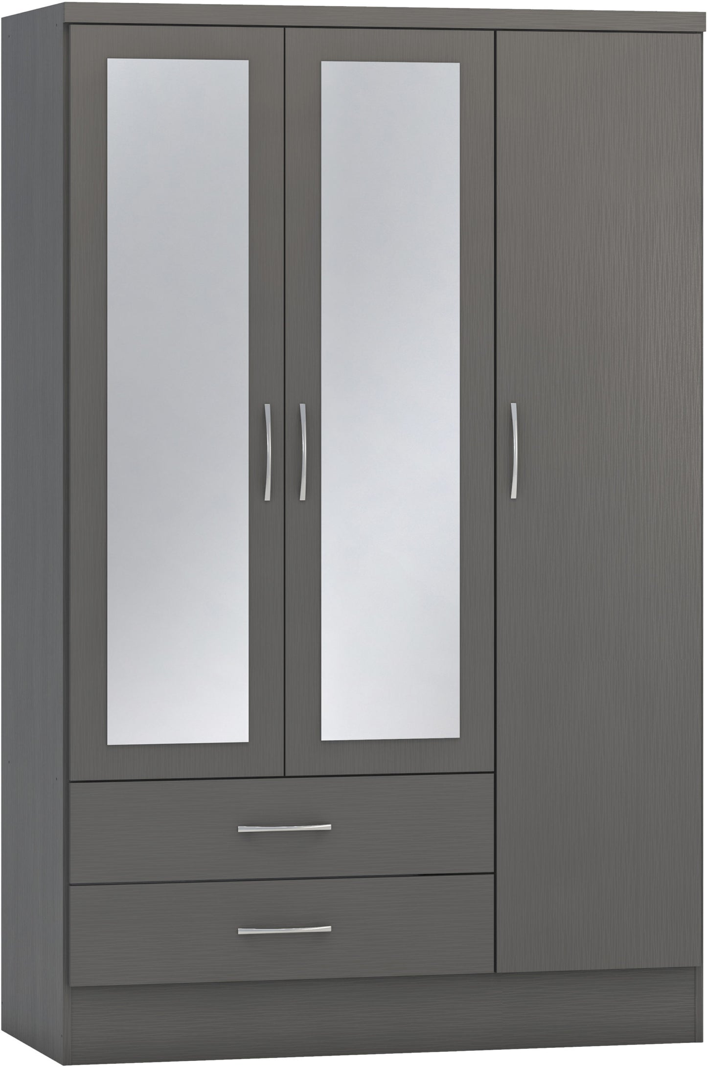 Nevada 3 Door 2 Drawer Wardrobe - 3D Effect Grey