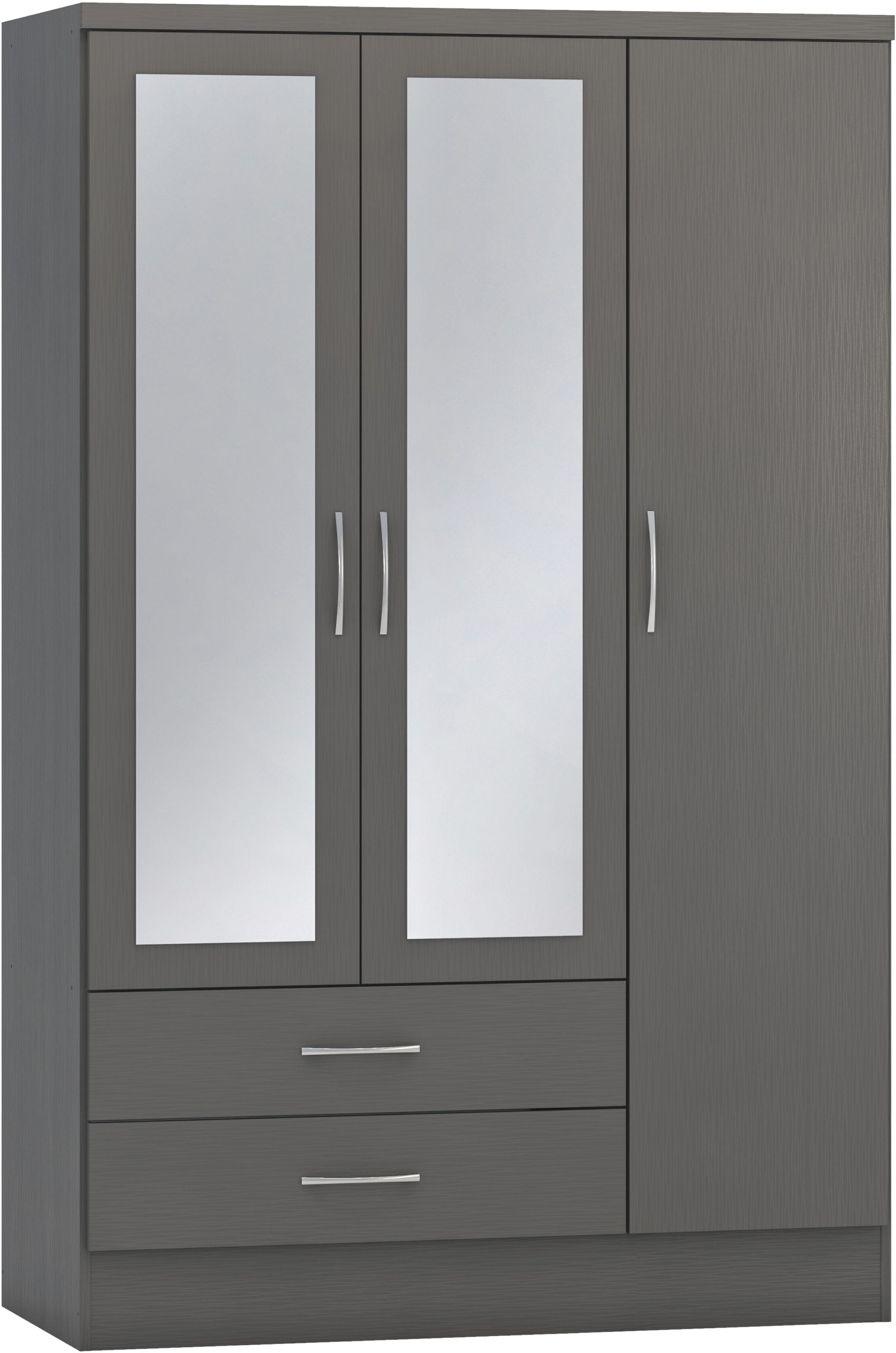 Nevada 3 Door 2 Drawer Wardrobe - 3D Effect Grey