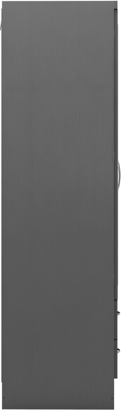 Nevada 3 Door 2 Drawer Wardrobe - 3D Effect Grey