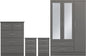 Nevada 3 Door 2 Drawer Wardrobe Bedroom Set - 3D Effect Grey