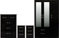 Nevada 3 Door 2 Drawer Wardrobe Bedroom Set - Black Gloss
