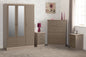 Nevada 3 Door 2 Drawer Wardrobe Bedroom Set - Oyster Gloss/Light Oak Effect Veneer