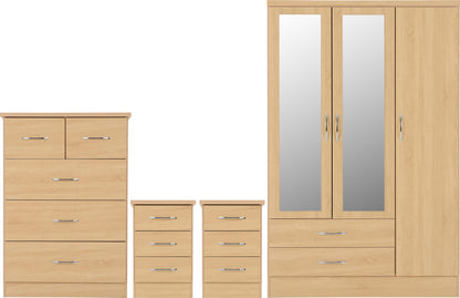 Nevada 3 Door 2 Drawer Wardrobe Bedroom Set - Sonoma Oak Effect
