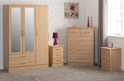 Nevada 3 Door 2 Drawer Wardrobe Bedroom Set - Sonoma Oak Effect