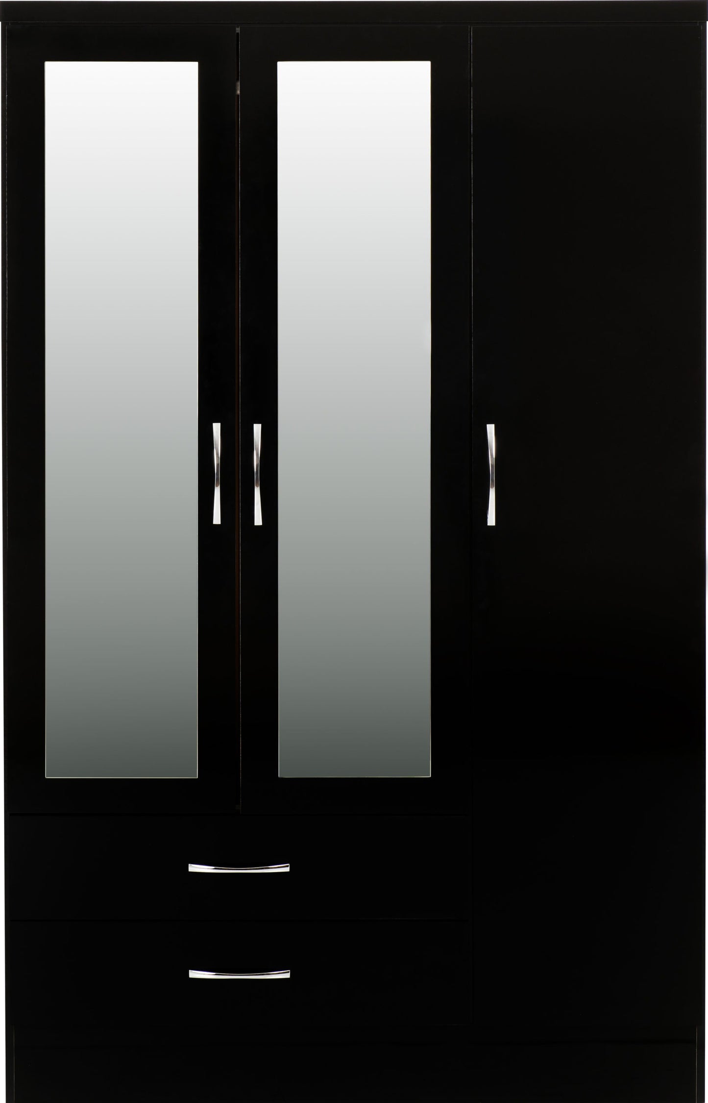 Nevada 3 Door 2 Drawer Wardrobe - Black Gloss