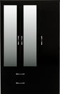 Nevada 3 Door 2 Drawer Wardrobe - Black Gloss