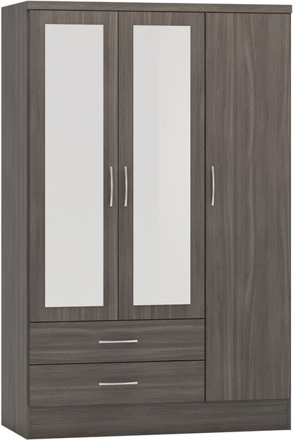 Nevada 3 Door 2 Drawer Wardrobe - Black Wood Grain