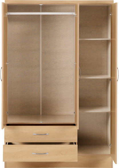 Nevada 3 Door 2 Drawer Wardrobe - Sonoma Oak Effect