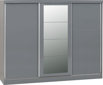 Nevada 3 Door Slider Wardrobe - Grey Gloss