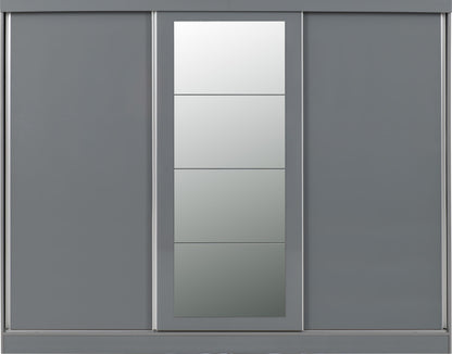 Nevada 3 Door Slider Wardrobe - Grey Gloss