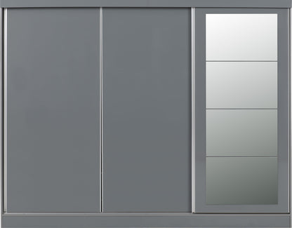 Nevada 3 Door Slider Wardrobe - Grey Gloss