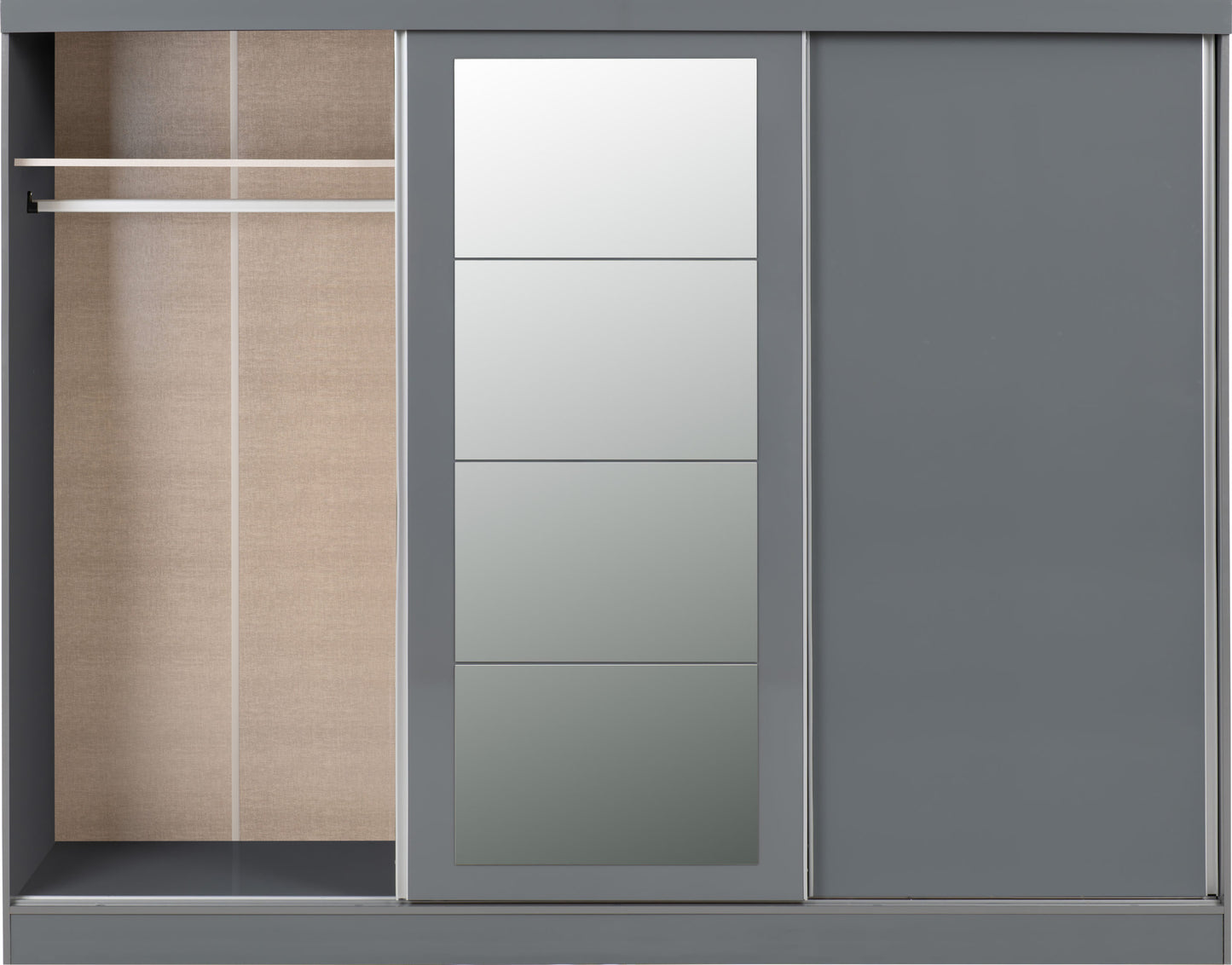 Nevada 3 Door Slider Wardrobe - Grey Gloss