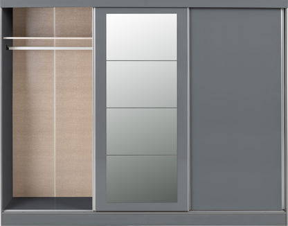 Nevada 3 Door Slider Wardrobe - Grey Gloss