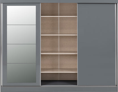 Nevada 3 Door Slider Wardrobe - Grey Gloss