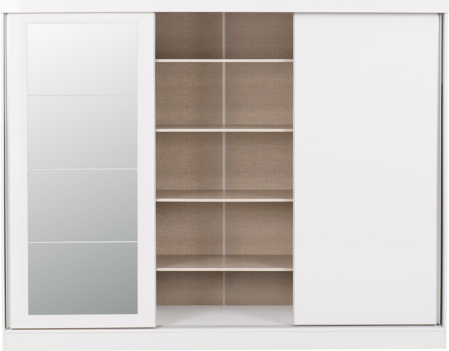 Nevada 3 Door Slider Wardrobe - White Gloss