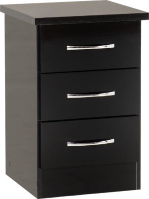 Nevada 3 Door 2 Drawer Wardrobe Bedroom Set - Black Gloss