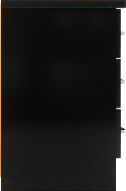Nevada 3 Drawer Bedside - Black Gloss
