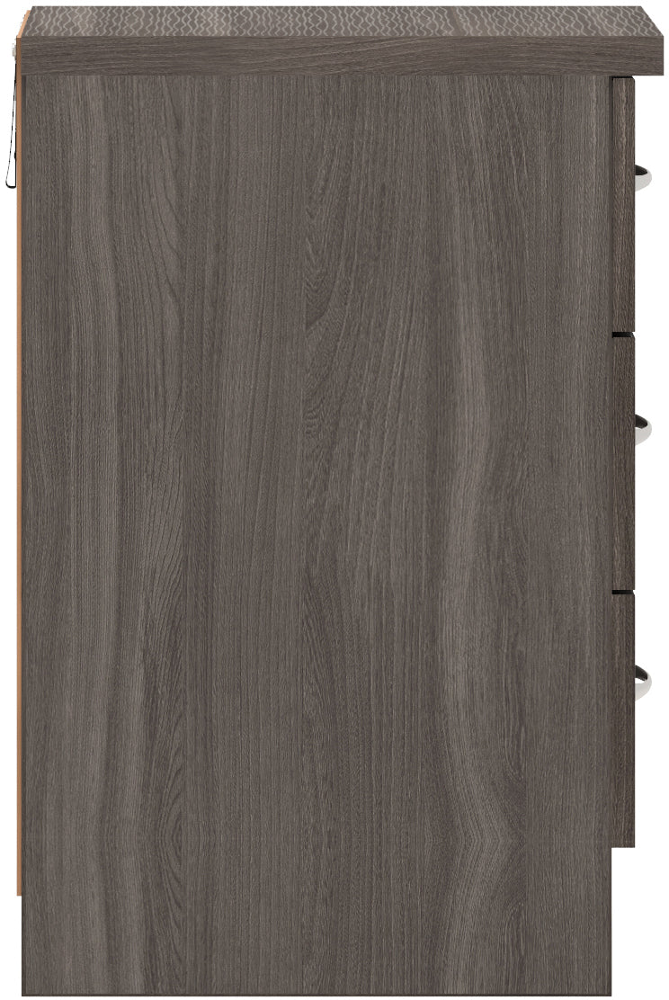 Nevada 3 Drawer Bedside - Black Wood Grain