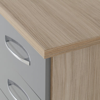 Nevada 3 Drawer Bedside - Grey Gloss/Light Oak Effect Veneer