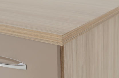Nevada 3 Drawer Bedside - Oyster Gloss/Light Oak Effect Veneer