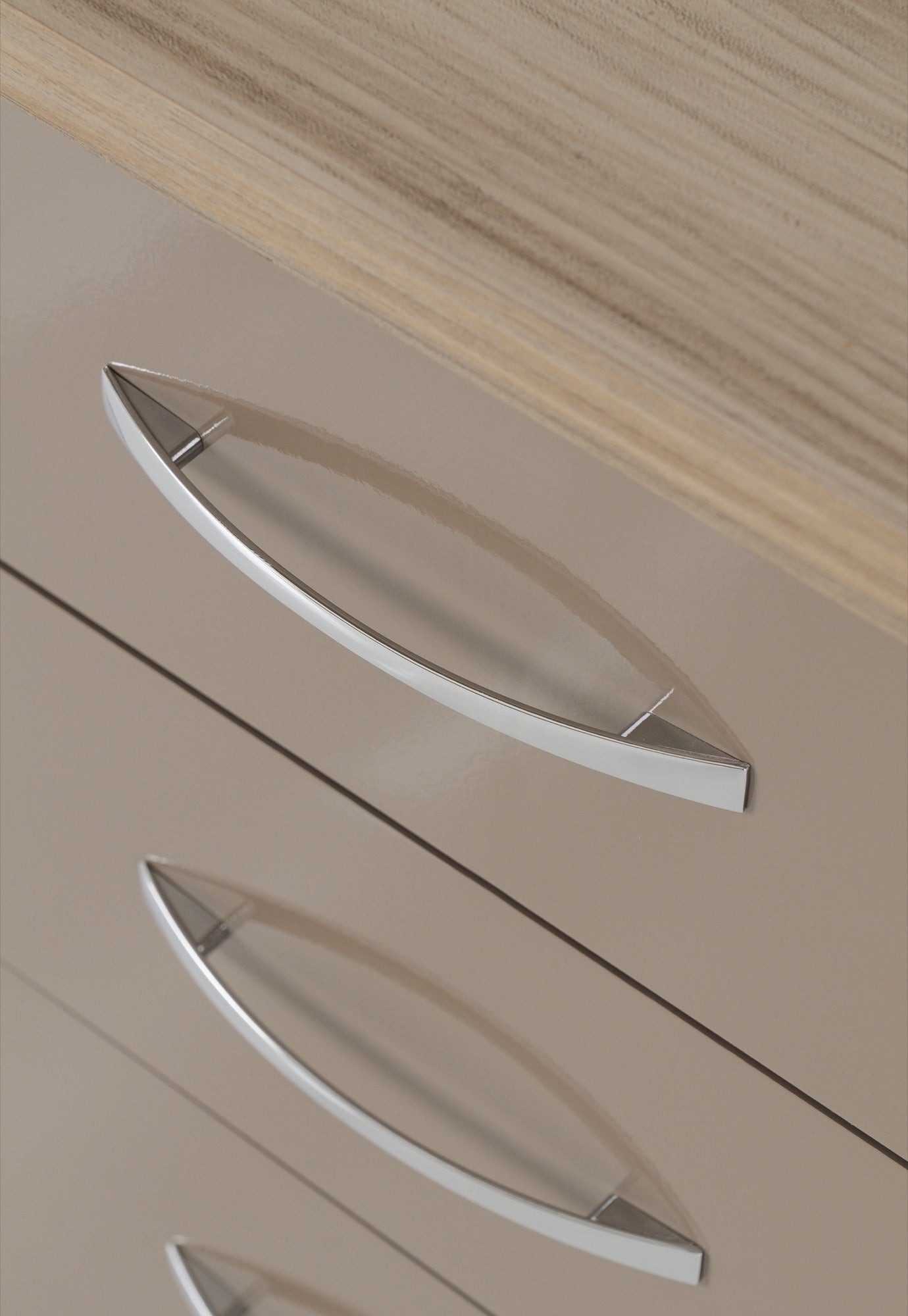 Nevada 3 Drawer Bedside - Oyster Gloss/Light Oak Effect Veneer