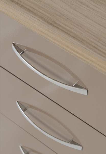 Nevada 3 Drawer Bedside - Oyster Gloss/Light Oak Effect Veneer