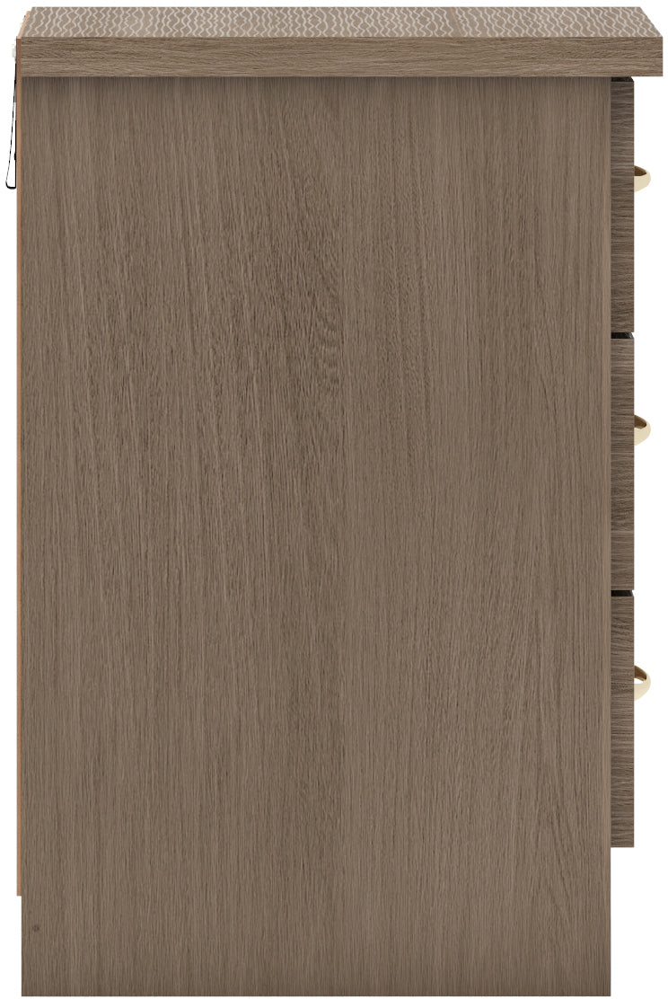 Nevada 3 Drawer Bedside - Rustic Oak Effect