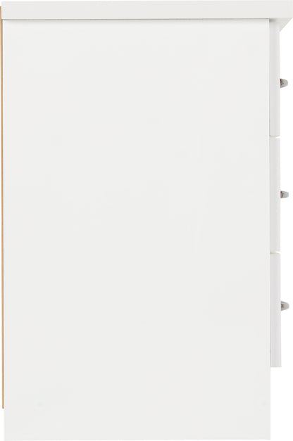 Nevada 3 Drawer Bedside - White Gloss