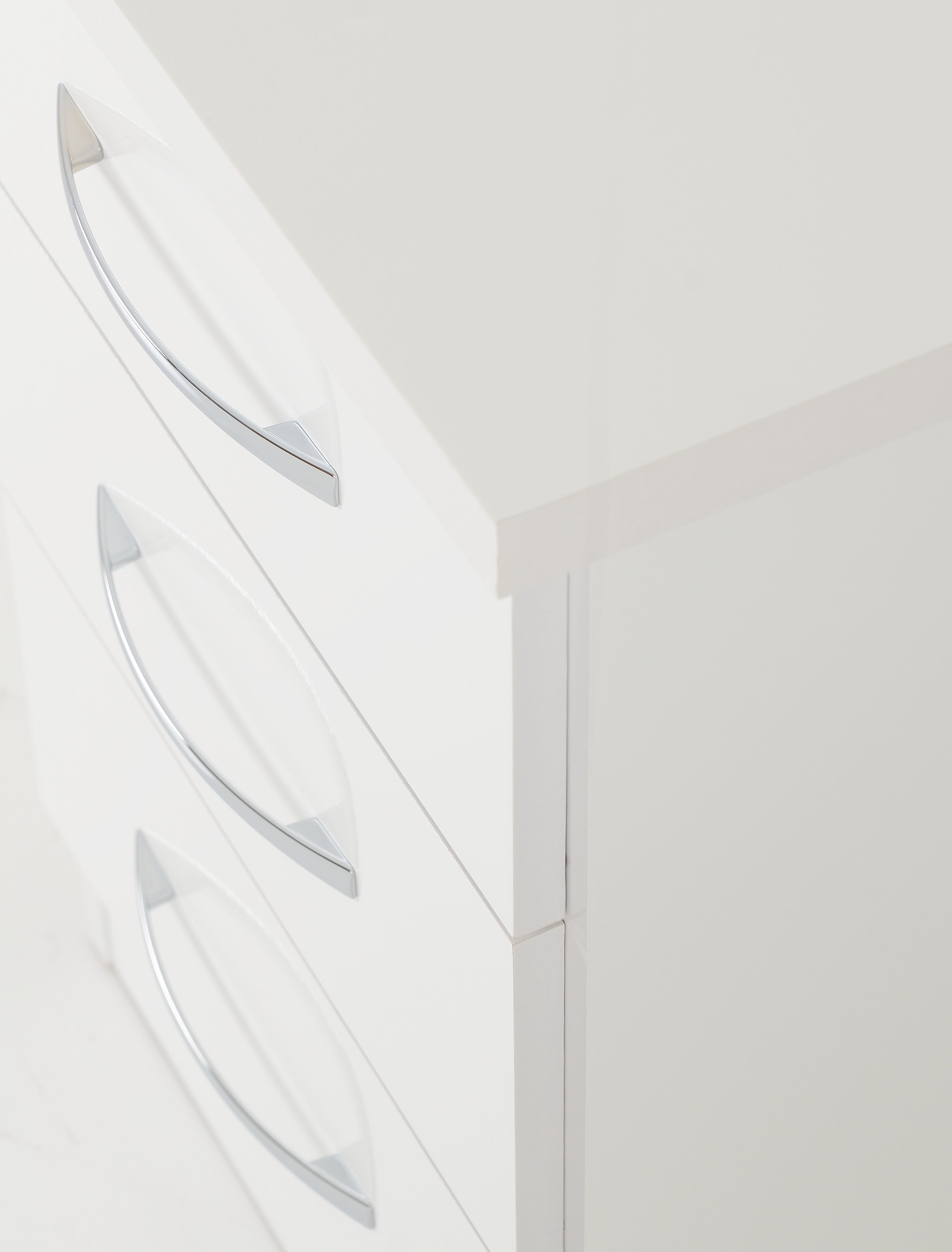 Nevada 3 Drawer Bedside - White Gloss