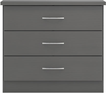 Nevada 3 Drawer Chest - 3D Effect Grey