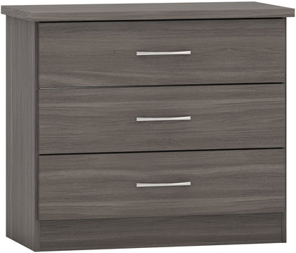 Nevada 3 Drawer Chest - Black Wood Grain