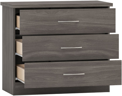 Nevada 3 Drawer Chest - Black Wood Grain