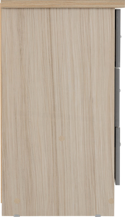 Nevada 3 Drawer Chest - Grey Gloss/Light Oak Effect Veneer