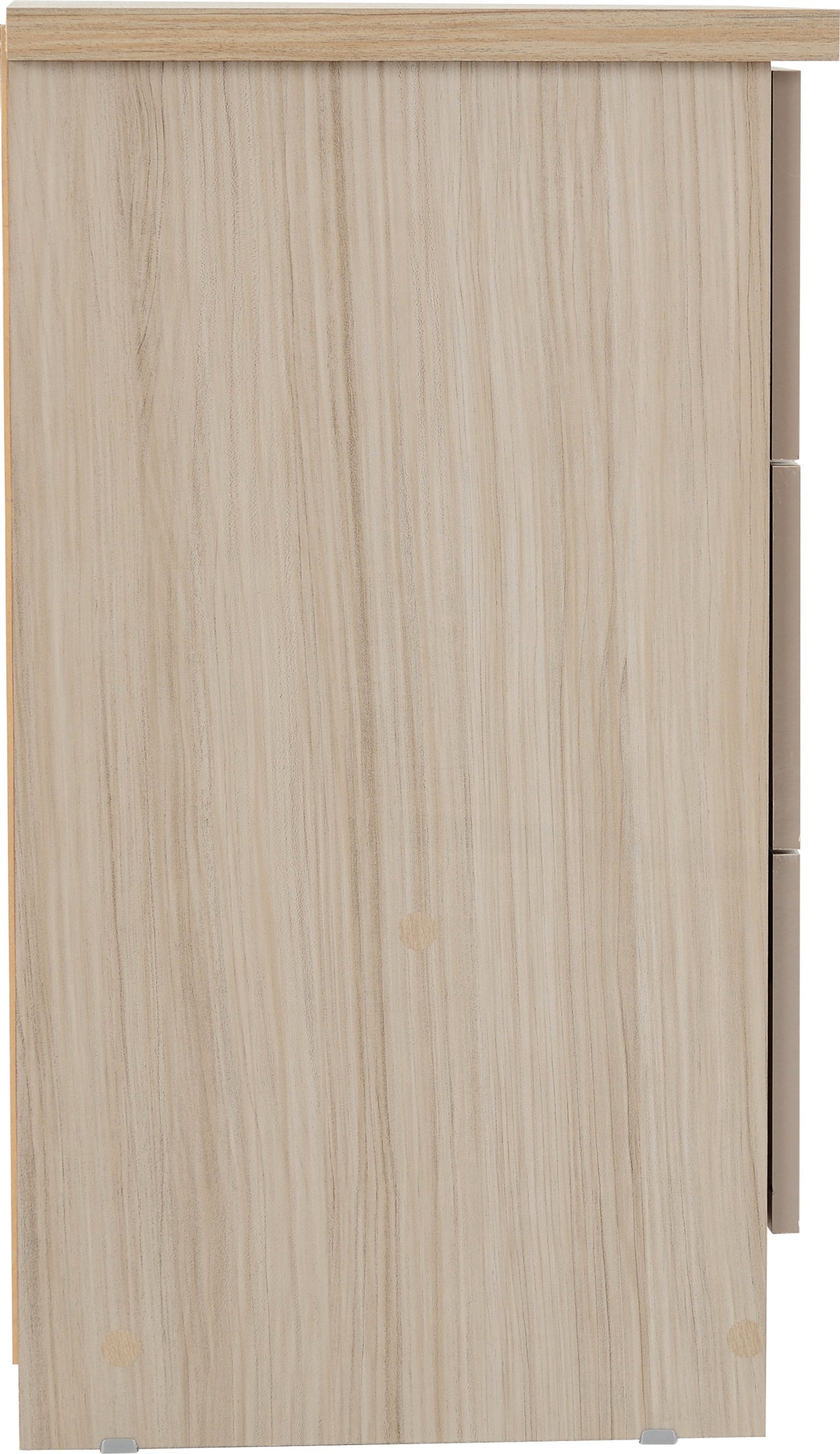 Nevada 3 Drawer Chest - Oyster Gloss/Light Oak Effect Veneer