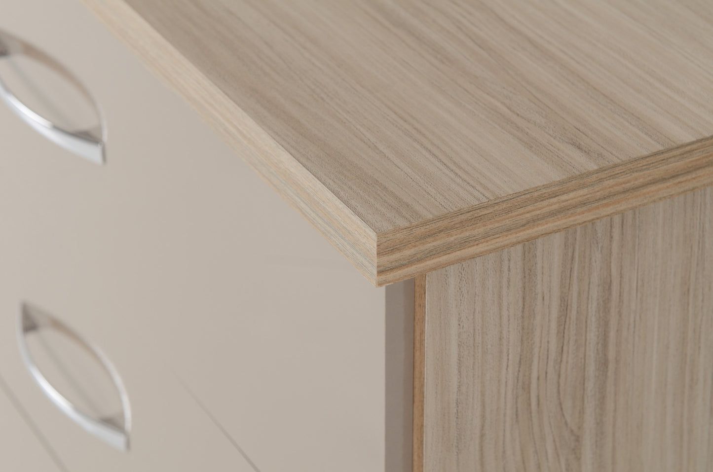 Nevada 3 Drawer Chest - Oyster Gloss/Light Oak Effect Veneer