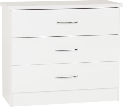 Nevada 3 Drawer Chest - White Gloss
