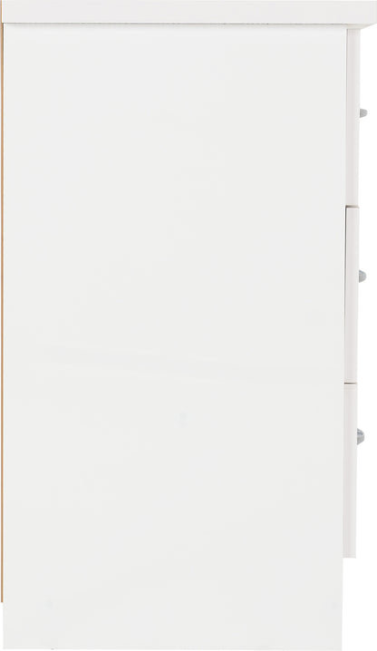 Nevada 3 Drawer Chest - White Gloss