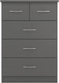 Nevada 3+2 Drawer Chest - 3D Effect Grey