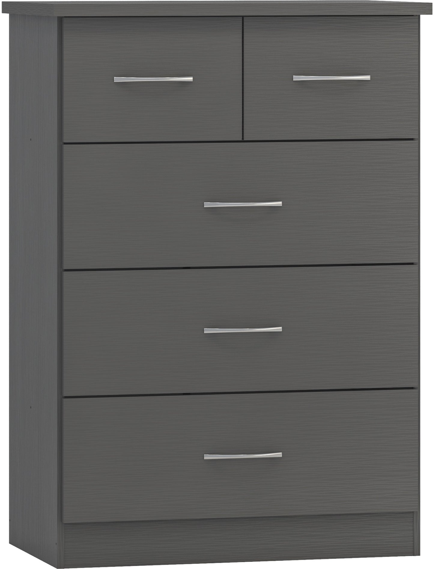 Nevada 3+2 Drawer Chest - 3D Effect Grey