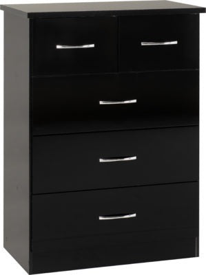 Nevada 3 Door 2 Drawer Wardrobe Bedroom Set - Black Gloss