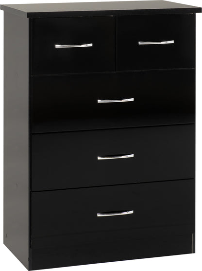 Nevada 4 Door 2 Drawer Wardrobe Bedroom Set - Black Gloss