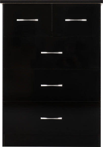 Nevada 3+2 Drawer Chest - Black Gloss