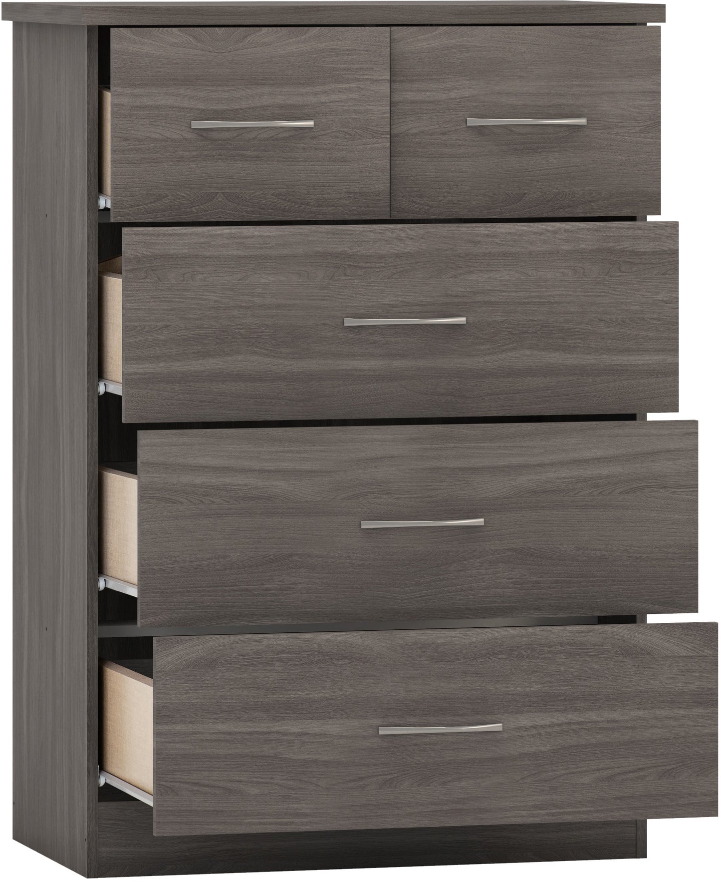 Nevada 3+2 Drawer Chest - Black Wood Grain