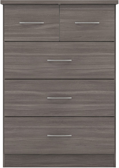 Nevada 3+2 Drawer Chest - Black Wood Grain